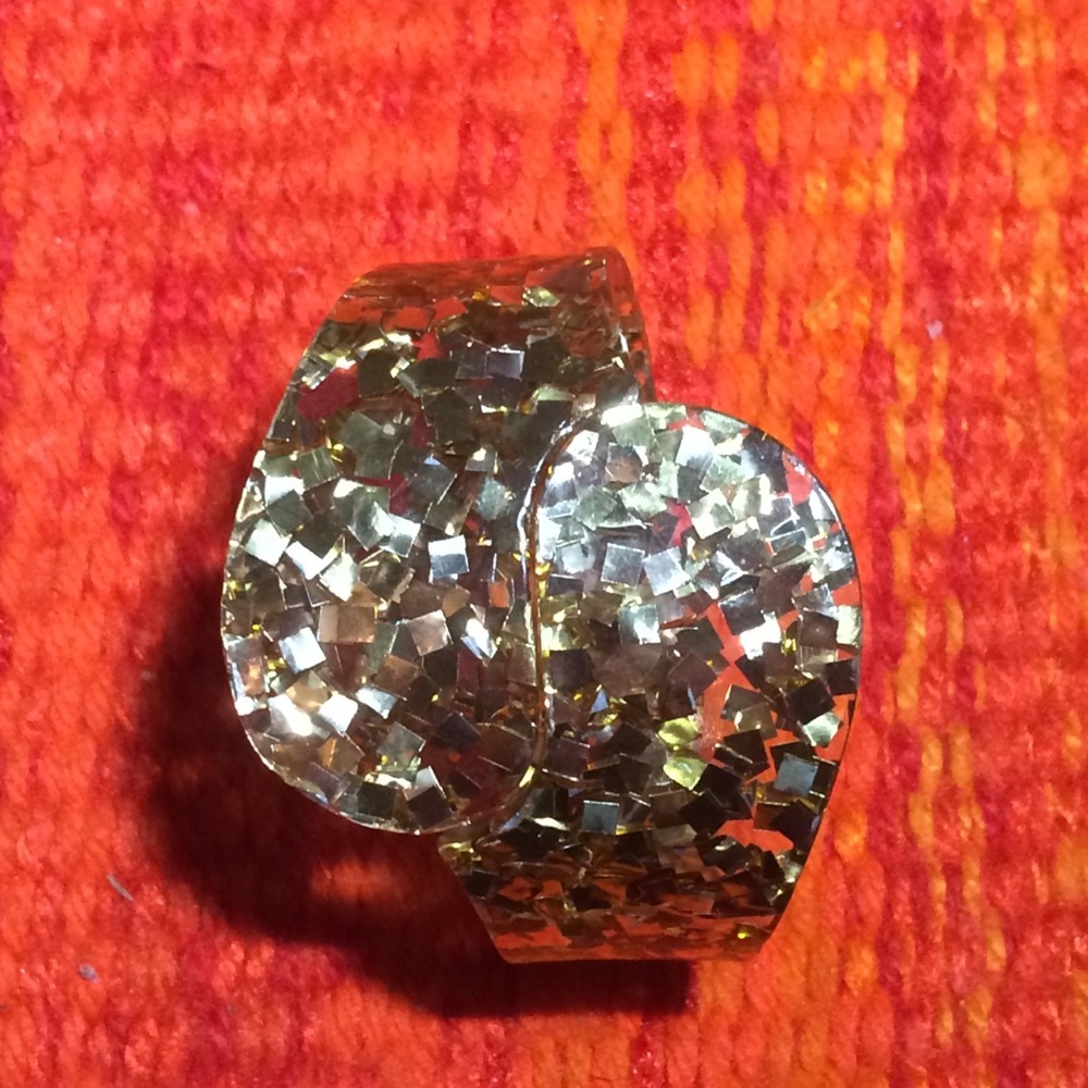 Authentic Vintage 60s Gold Glitter Cuff Bracelet